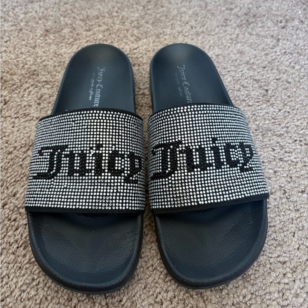 Juicy Couture Black Rhinestone Slides